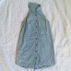 Sleeveless button up chambray dress